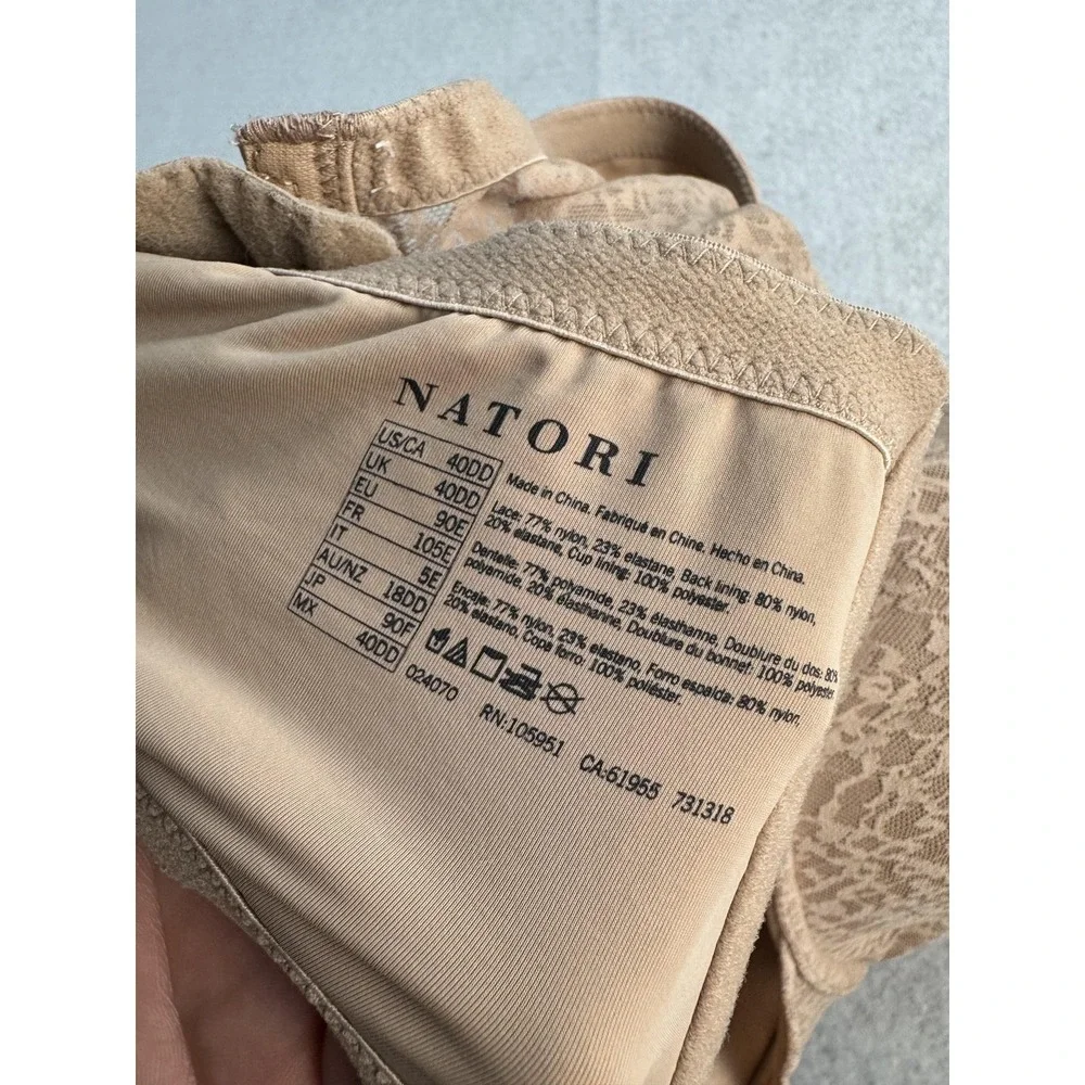 Natori Lace T-Shirt Bra Womens 40DD Beige Underwire Lightly Lined Molded Stretch
